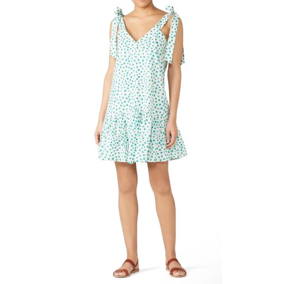 Rebecca Taylor Dresses & Skirts - REBECCA TAYLOR Daisy Poplin Green Polka Dot Mini Dress Size Small